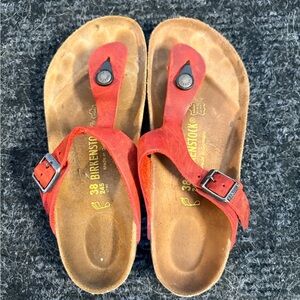 Birkenstock Kids Red and Tan Sandals